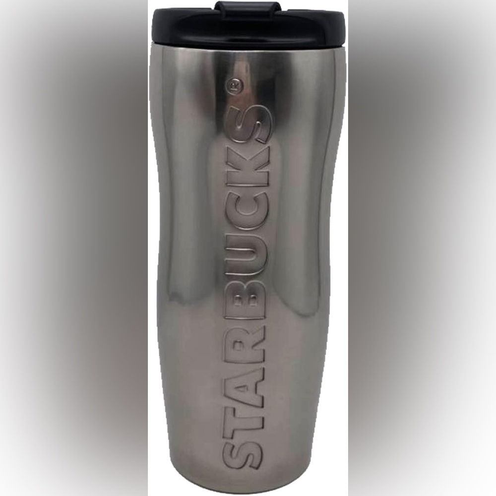 Starbucks Lucy Curvy Chrome Stainless Steel Tumbler 12oz Vacuum Thermos - Silver